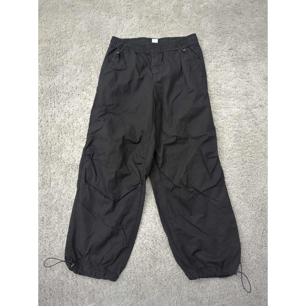 Arizona Jean Co Pants Womens M Black Pull On Ruched Baggy Adjustable Toggles